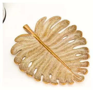 Сувенир полистоун подставка "Золотой лист монстеры" 3х20,5х17 см