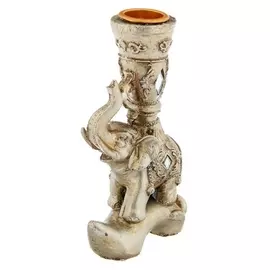 Сувенир полистоун подсвечник зеркальные вставки "Индийский слон на бревне" 12,5х7,5х3,2 см