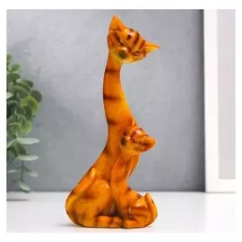 Сувенир полистоун "Полосатая кошечка с котёнком" рыжие 15,7х7х4 см