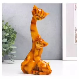 Сувенир полистоун "Полосатая кошечка с котёнком" рыжие 20х9х5,5 см