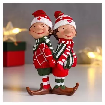 Сувенир полистоун "Помощники деда мороза - эльфики" 10,5х5,5х6,5 см