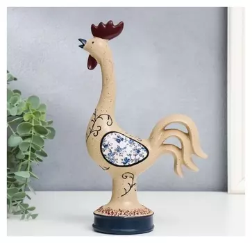 Сувенир полистоун "Прованс. петушок с голубыми цветами на крыльях" 25х16х7 см