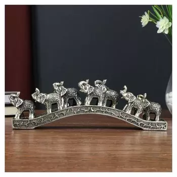 Сувенир полистоун "Семь слонов на мосту" ветвь 8,5х4х26 см