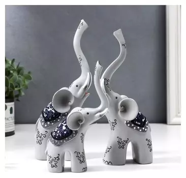 Сувенир полистоун "Семейство слонов" набор 3 шт 15х7х4,7, 19,5х7,5х4,5, 21,5х8х4,5 см