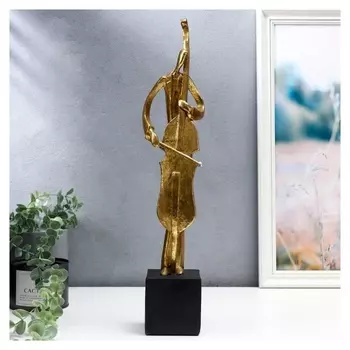 Сувенир полистоун серия музыканты "Контрабасист" золото 47х8х8 см