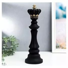 Сувенир полистоун "Шахматная фигура - король" чёрный с золотом 40,5х13х13 см