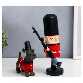 Сувенир полистоун "Щелкунчик и терьер" набор 2 шт красно-синий 11,5х3,5х12 20,5х8х7 см