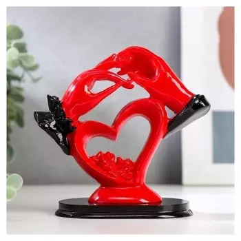 Сувенир полистоун "Сказка о любви" красно-чёрная 12х11х5,5 см