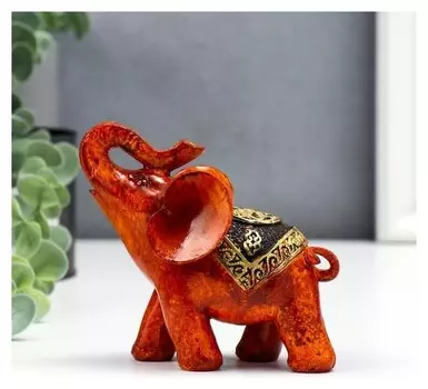 Сувенир полистоун "Слон под дерево с узорами на попоне" 10х5х12 см