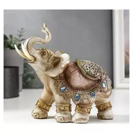 Сувенир полистоун "Слон в попоне с сапфирами" под дерево 15х16х7,7 см