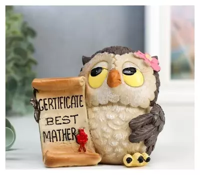 Сувенир полистоун "Совушка - лучшая мама" 8х6,5х9,5 см