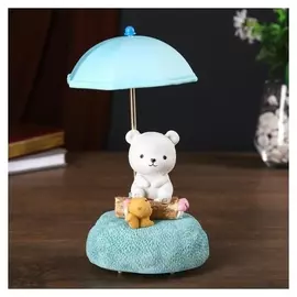 Сувенир полистоун свет, музыка "Медвежонок и белочка под зонтиком" 21х12х12 см