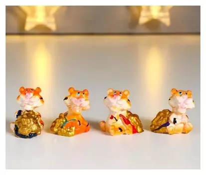 Сувенир полистоун "Тигра с тележкой золота" 2,4х1,6х2 см