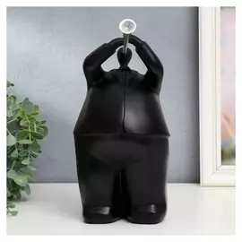 Сувенир полистоун "Толстячок-музыкант с трубой" чёрный 25х12,5х13 см