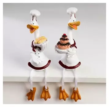 Сувенир полистоун "Утёнок-кондитер" 26х9х6,5 см