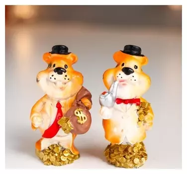 Сувенир полистоун "Важный тигр, в шляпе, с золотом" 5,8х3х3,5 см