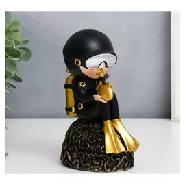 Сувенир полистоун "Водолаз с золотой рыбкой" 14,5х10х7 см