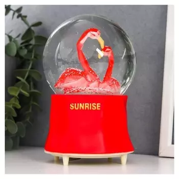 Сувенир полистоун водяной шар музыка "Фламинго" крутится D=10 см 15,5х10х10 см