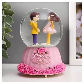 Сувенир полистоун водяной шар свет, музыка "Влюблённые подростки" 12,5х8х8 см