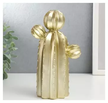 Сувенир полистоун "Золотой кактус" 20,5х8х8 см