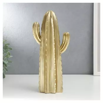 Сувенир полистоун "Золотой пустынный кактус" 27х8,2х8,2 см