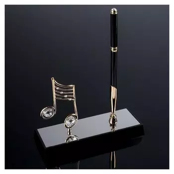 Сувенир ручка на подставке "Нота", с 2-мя прозрачными хрусталиками 16х6х20 см