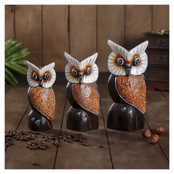 Сувенир "Семейка полярных сов" набор 3 шт.