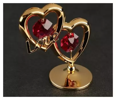 Сувенир «сердца" мини, с красным кристаллом сваровски
