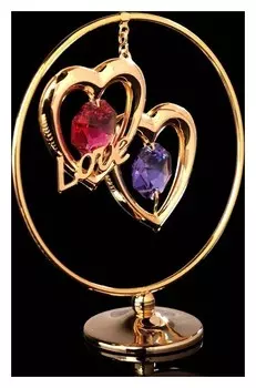 Сувенир «Сердца в кольце», 3×7×8 см, с кристаллами сваровски