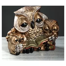Сувенир "Сова-мама с книгой" цвет бронзовый, 25 см
