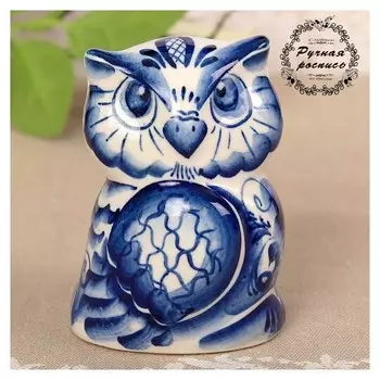 Сувенир «Сова софа», 5 см, гжель