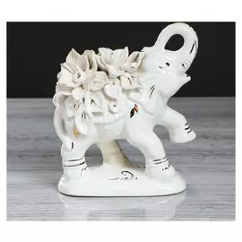 Сувенир-статуэтка "Слон индийский", белый, лепка, 17,5 см