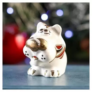 Сувенир "Тигр царапик", 4,5х6х6 см, цветной орнамент