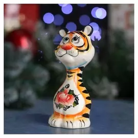 Сувенир тигр "Феликс", 11,5см, гжель, цвет