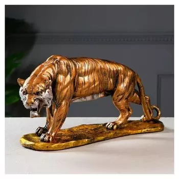 Сувенир "Тигр рычащий" цвет золотистый, 46 х 23 см