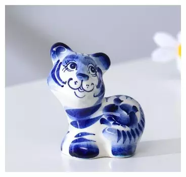 Сувенир тигр "Янтарь", 7 см, гжель