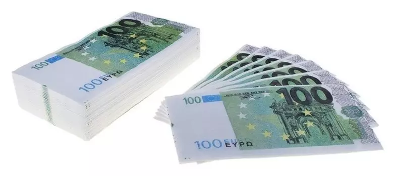 Сувенирные салфетки "Пачка денег 100 евро" двухслойные 25 листов 33х33 см
