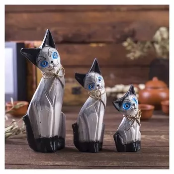 Сувенирный набор дерево "Кошечки с черным хвостиком" (20,15,12) 4х13х20 см