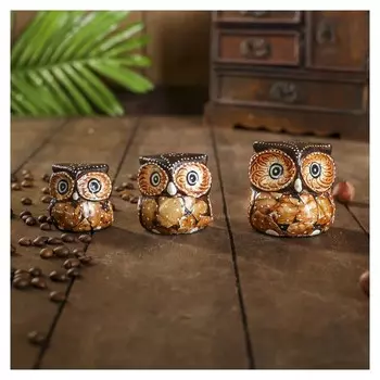 Сувенирный набор дерево "Совы с листьями"(3 шт) 6х14х7 см