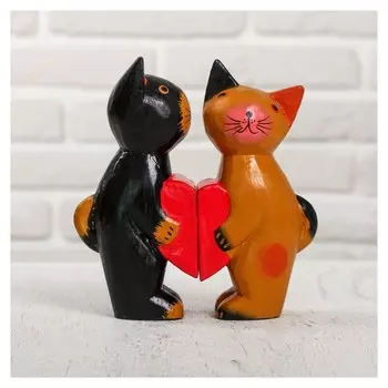 Сувенирный набор дерево "Влюблённая парочка кошек" 16х5х16,5 см