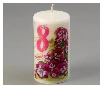 Свеча 8 марта "Анютины глазки" 5.2х9.5см
