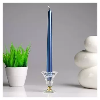 Свеча античная, 2,3х 25 см, лакированная, синий металлик