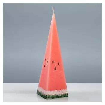 Свеча "Арбуз пирамида", 6,5×6,5×23 см, розовая