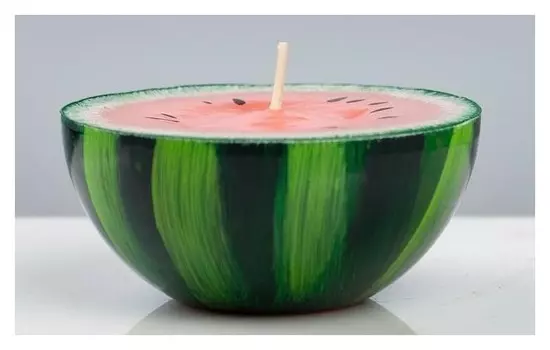 Свеча "Арбуз полушар", 10 см, розовая