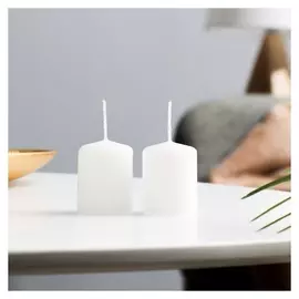 Свеча - цилиндр, 4х5см, набор 2 шт, белая