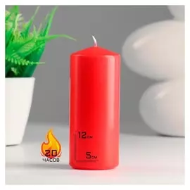 Свеча - цилиндр, 5х12 см, красная