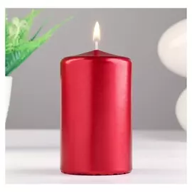 Свеча - цилиндр, 6х10 см, рубиновый блеск
