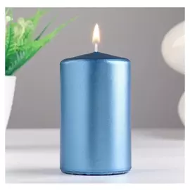 Свеча - цилиндр, 6х10 см, синий блеск