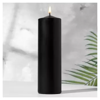 Свеча-цилиндр, 6х19 см, 425 г, 25 ч, чёрный