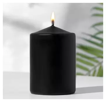 Свеча-цилиндр, 6х8,5 см, 180 г, 12 ч, чёрный